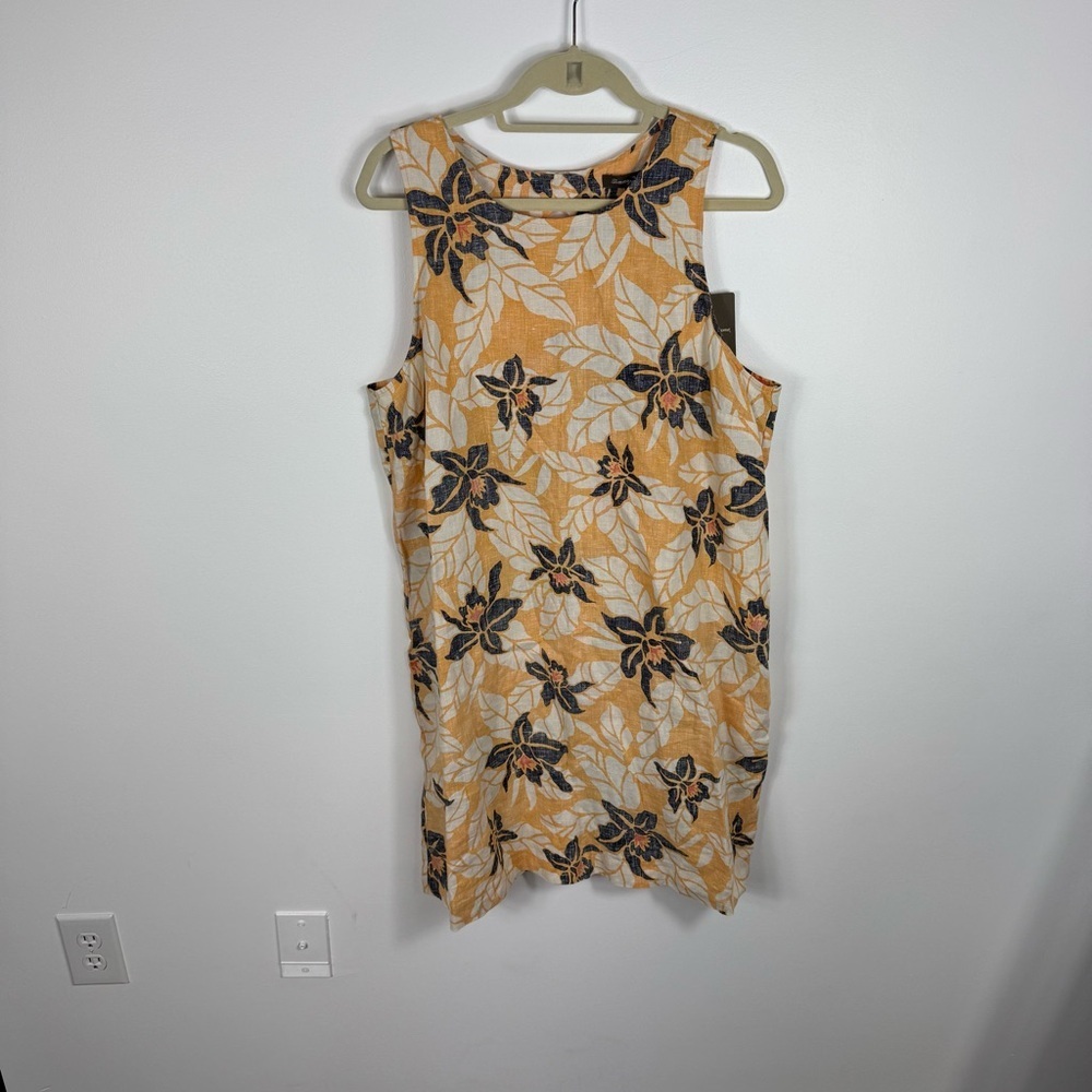 Tommy Bahama Linen Dress Olympias Blooms Yellow Floral XL NWT Tropical Resort